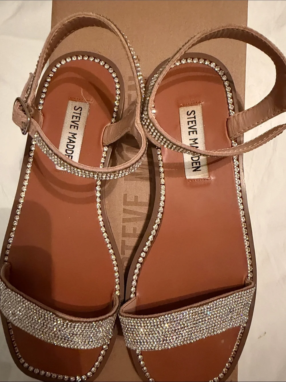 Steve Madden Nude Crystal Strap Sandals